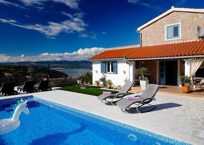 Vila Romantic Stone With Pool, Panoramic Sea View Near The - By Traveler Tourist Agency Krk Id 2134 Vrbnik (Primorje-Gorski Kotar)